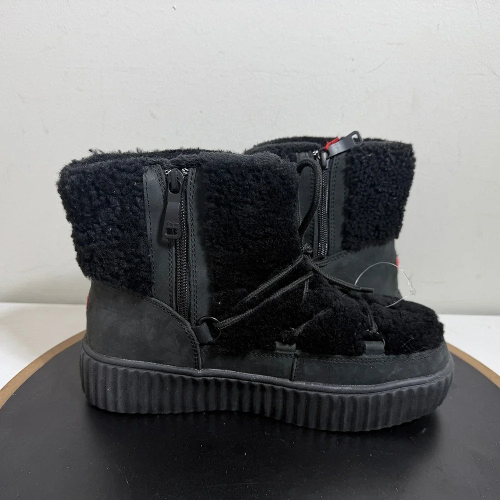 Pajar Canada Snow Boots Women 7‎ Ceria  Shearling Platform Black Waterproof NWT